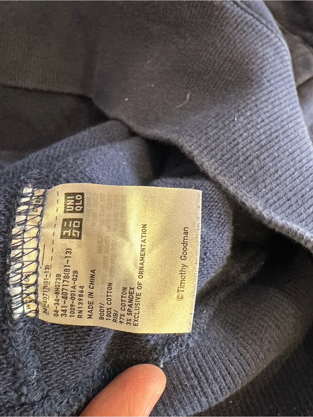Uniqlo Navy Zip-Up Hoodie with Embroidered Fries Patch